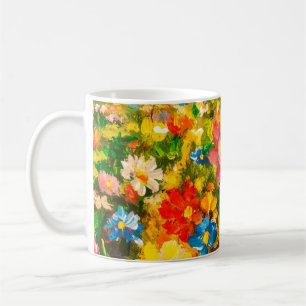 Painting Glade of large colourful wildflowers flow Coffee Mug
