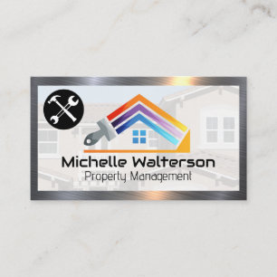 Painting House Logo   Hand Tools   Metallic Border Business Card