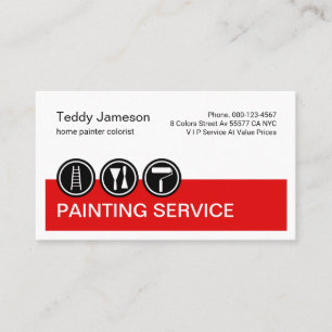 Painting Icons On Red Layer Painter Business Card