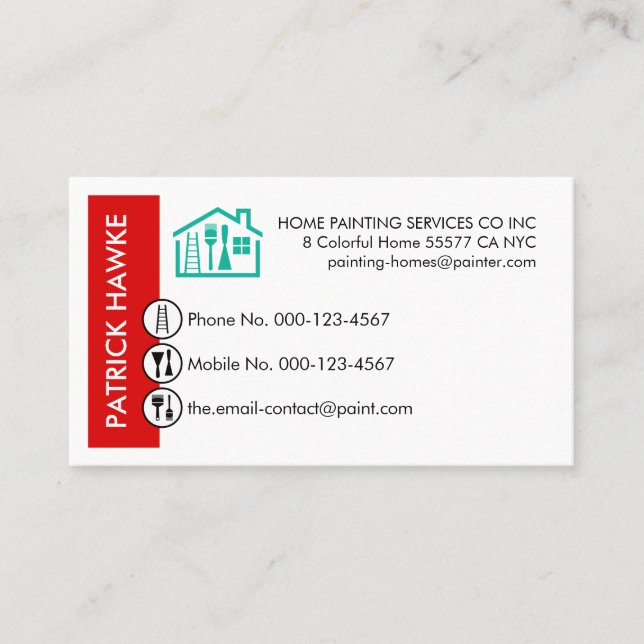 Painting Icons On Red Wall Layer Business Card (Front)