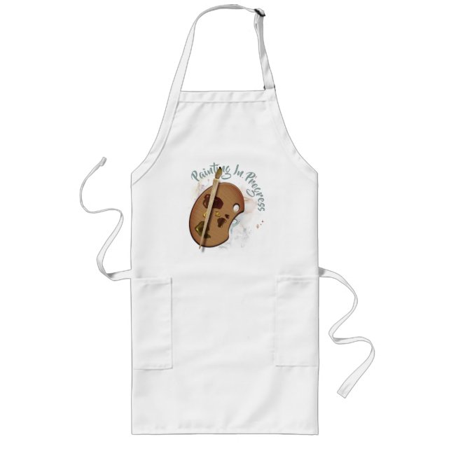 Painting In Progress Funny Artists Palette Long Apron (Front)