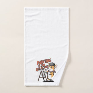 Painting Is So Relaxing, Corgi Artist Hand Towel