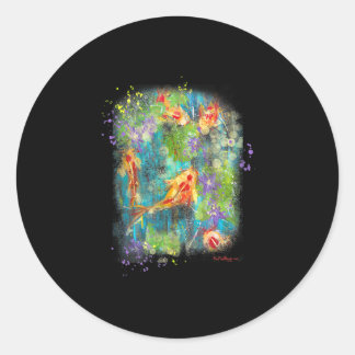 Painting|Koi Fish Painting Zen Japanese Distressed Classic Round Sticker