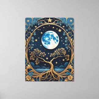 painting light blue magic tarot canvas print