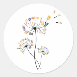 Painting Lovers Dandelion Gift For painters Arts T Classic Round Sticker