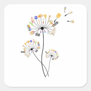 Painting Lovers Dandelion Gift For painters Arts T Square Sticker