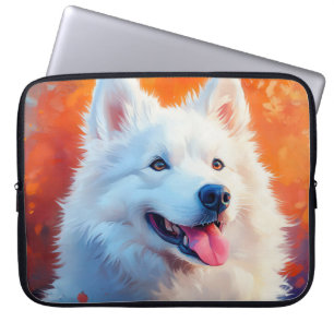 PAINTING OF A BEAUTIFUL WHITE SAMOYED DOG LAPTOP SLEEVE