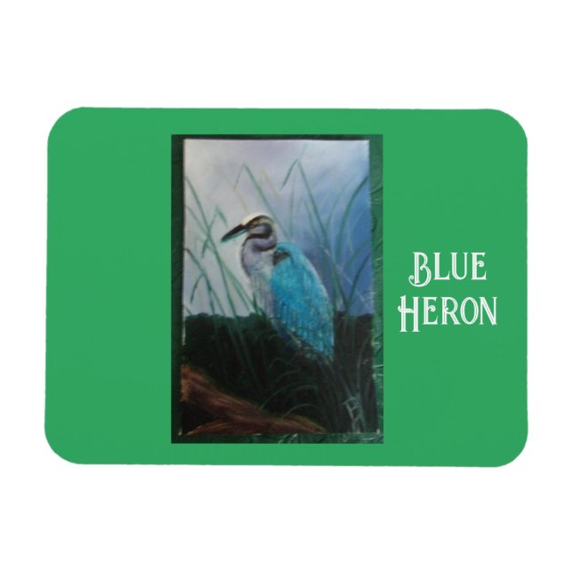 Painting of a Blue Heron Flexible Magnet (Horizontal)