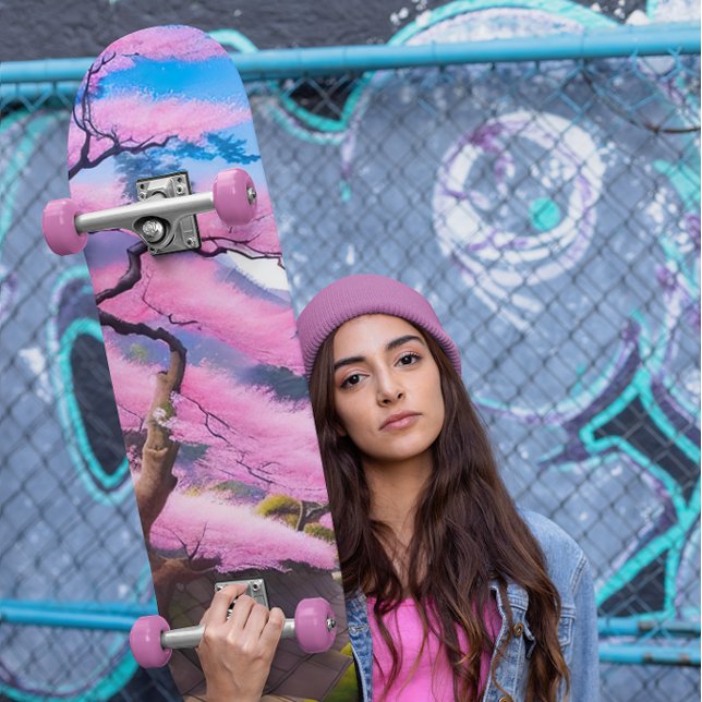 Painting Of A Cherry Blossom Tree  Skateboard (Creator Uploaded)