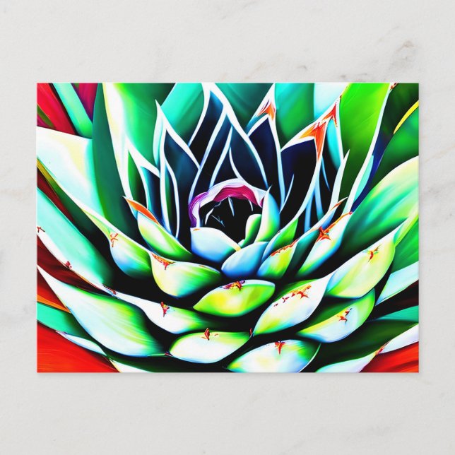 Painting of a colourful Agave Postcard (Front)