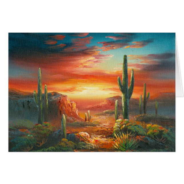 Painting Of A Colourful Desert Sunset Painting (Front Horizontal)