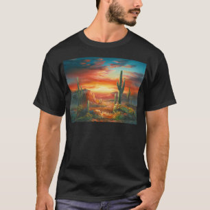 Painting Of A Colourful Desert Sunset Painting T-Shirt