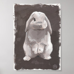 Painting Of A Cute Rabbit Sitting Up Poster