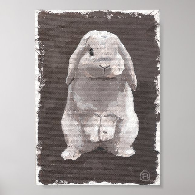 Painting Of A Cute Rabbit Sitting Up Poster (Front)