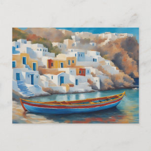 Painting of a Fishing Boat in the Aegean Sea Postcard