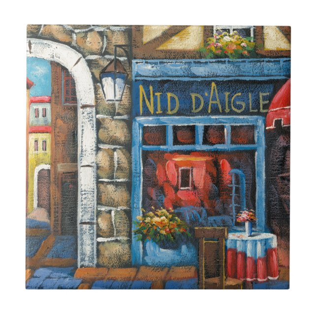 Painting Of A French Restaurant Tile (Front)