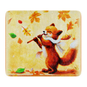 Painting Of a Happy Singing Red Fox. Buy Now Cutting Board