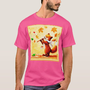 Painting Of a Happy Singing Red Fox. Buy Now T-Shirt