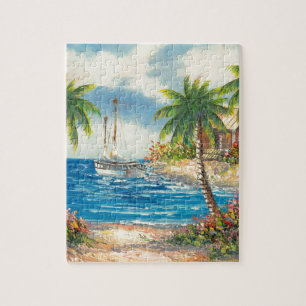 Painting Of A Sailboat In Hawaii Jigsaw Puzzle