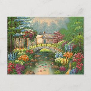 Painting Of A Stone Walking Bridge Postcard