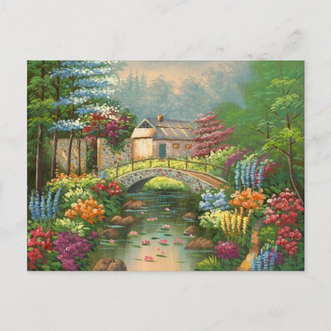 Painting Of A Stone Walking Bridge Postcard (Front)