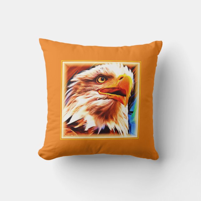 Painting of a Stunning Eagles Face. Buy Now Cushion (Front)