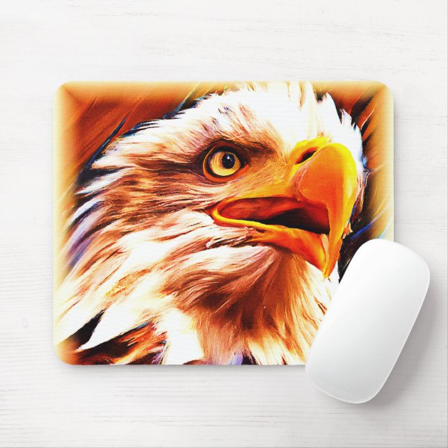 Painting of a Stunning Eagles Face. Buy Now Mouse Mat (With Mouse)