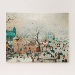 Painting of a Winter Christmas Town Jigsaw Puzzle
