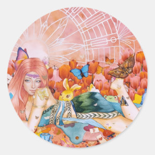 Painting of a woman title: The Afternoon Classic Round Sticker