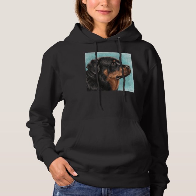 Painting Of An Adorable Rottweiler From The Side L Hoodie (Front)
