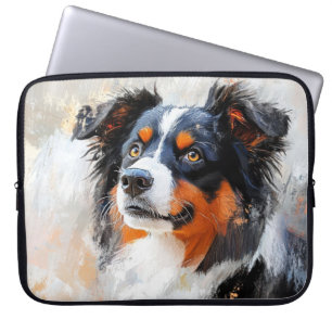 PAINTING OF AN AUSTRALIAN SHEPHERD DOG LAPTOP SLEEVE