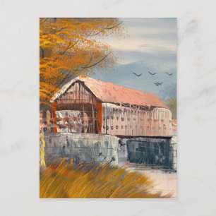Painting Of An Old Pennsylvania Covered Bridge Postcard