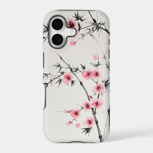 Painting of bamboo and cherry blossoms in wash