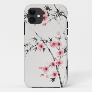 Painting of bamboo and cherry blossoms in wash iPhone 11 case