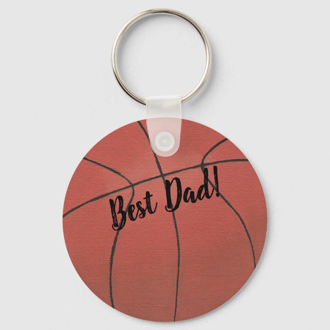Painting of Basketball Best Dad Template Key Ring (Front)