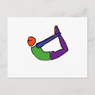 Painting of bow yoga pose. postcard