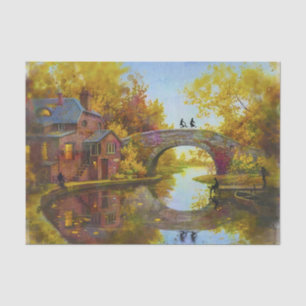 Painting of Bridge Over a Stream Tissue Paper