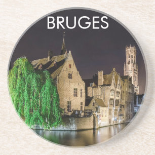 Painting of Bruges old town and Belfry tower Coaster