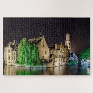 Painting of Bruges old town and Belfry tower Jigsa Jigsaw Puzzle