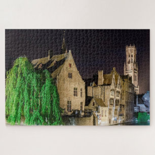 Painting of Bruges old town and Belfry tower Jigsaw Puzzle