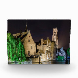 Painting of Bruges old town and Belfry tower Photo Block