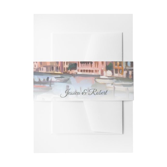 Painting of Canal Grande, Venice, Italy Invitation Belly Band (Front Example)