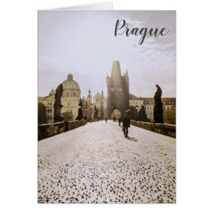 Painting of Charles bridge in Prague on sunrise