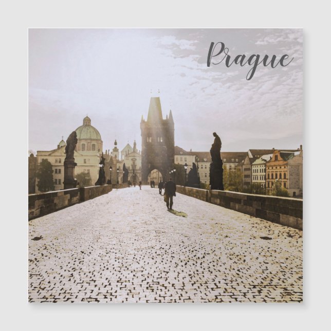 Painting of Charles bridge in Prague on sunrise (Front)