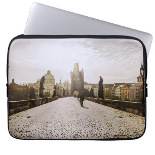 Painting of Charles bridge in Prague on sunrise Laptop Sleeve