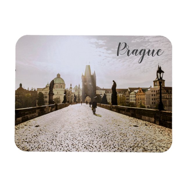 Painting of Charles bridge in Prague on sunrise Magnet (Horizontal)