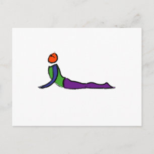 Painting of cobra yoga pose. postcard