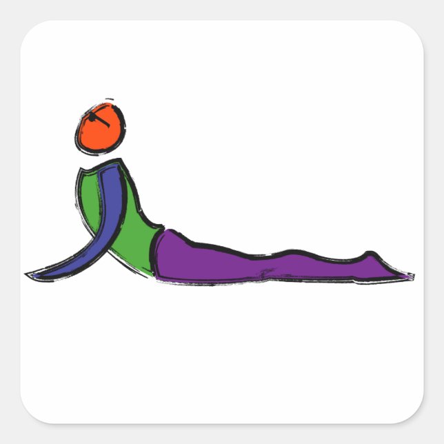 Painting of cobra yoga pose. square sticker (Front)