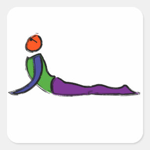 Painting of cobra yoga pose. square sticker