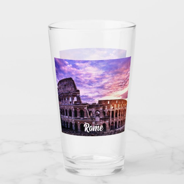 Painting of Colosseum in Rome at sunset Glass (Front)